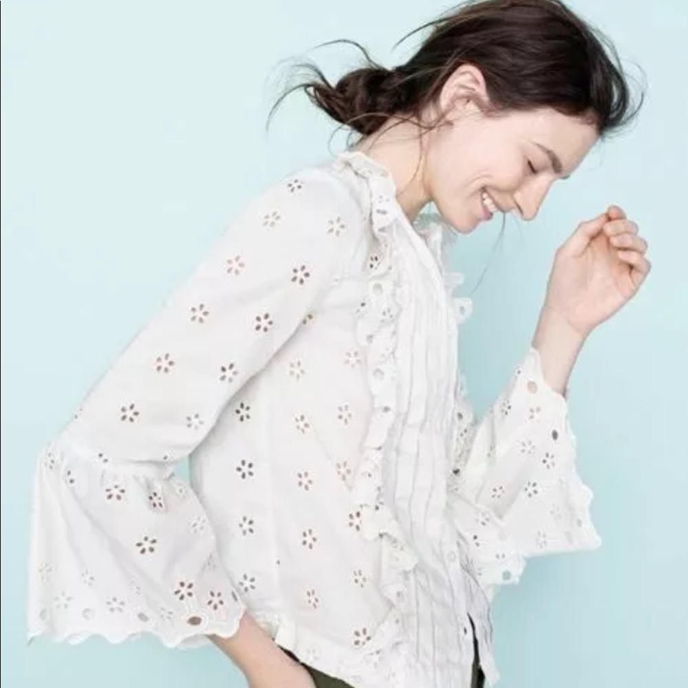 J Crew Cream Eyelet blouse Size 4
